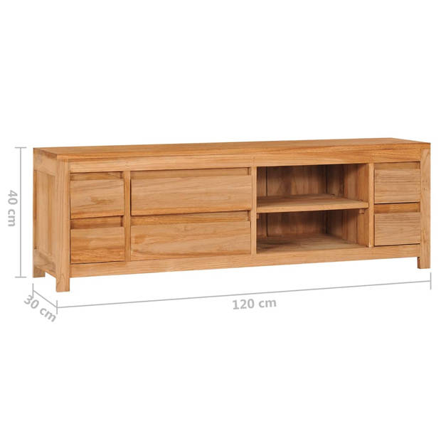 The Living Store TV-meubel Rustiek Teakhout - 120x30x40 cm - Met lades en vakken