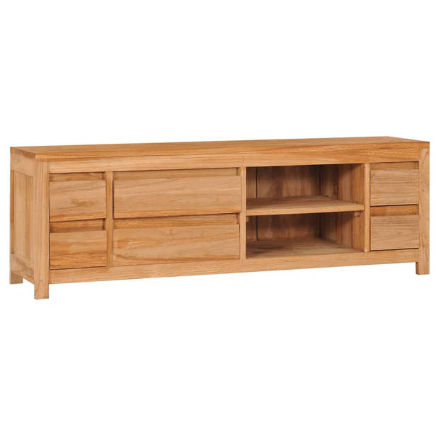 The Living Store TV-meubel Rustiek Teakhout - 120x30x40 cm - Met lades en vakken