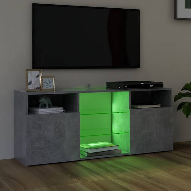 The Living Store TV-meubel Betongrijs 120x30x50cm - Met RGB LED-verlichting