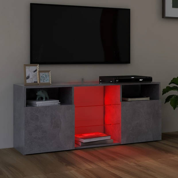 The Living Store TV-meubel Betongrijs 120x30x50cm - Met RGB LED-verlichting
