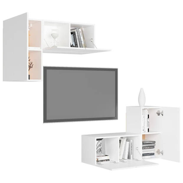 The Living Store Tv-meubelset - Wit - 2x 30.5x30x60 cm en 2x 60x30x30 cm - Montage vereist