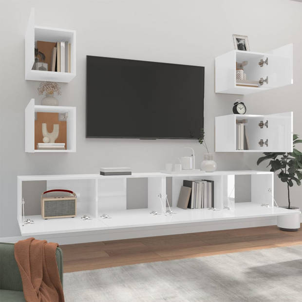 The Living Store - Klassieke televisiekastenset - TV-meubel - 100x30x30cm - Hoogglans wit