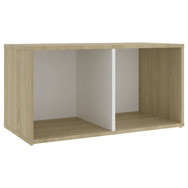 The Living Store Tv-meubel - Klassiek design - 72 x 35 x 36.5 cm - Wit/sonoma eiken