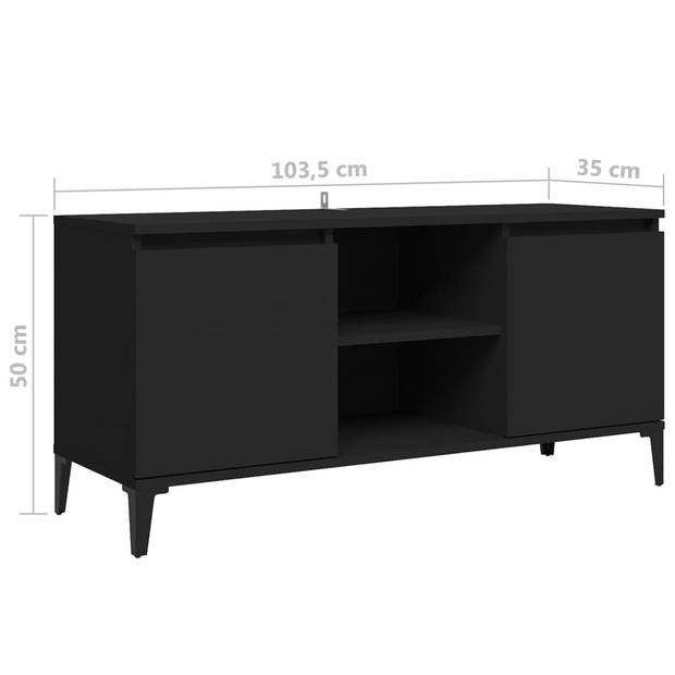 The Living Store TV-meubel Industriële Stijl - 103.5 x 35 x 50 cm - 4 Metalen Poten