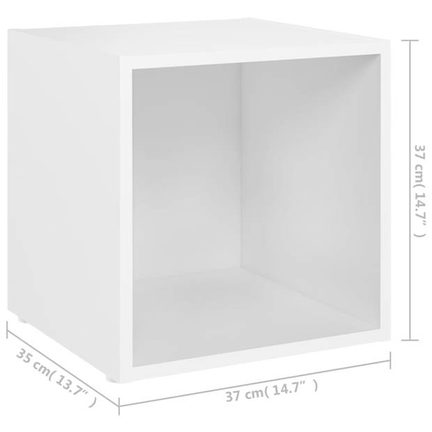 The Living Store TV-meubel - Wit - 37 x 35 x 37 cm - Bewerkt hout