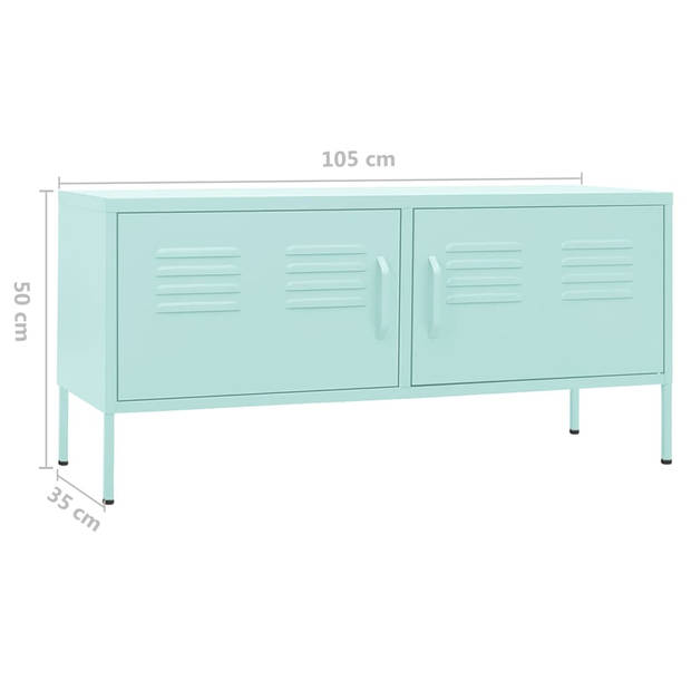 The Living Store TV Standaard - Mint - Staal - 105 x 35 x 50 cm - 100 kg Draagvermogen