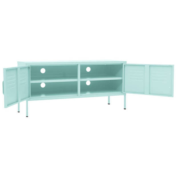 The Living Store TV Standaard - Mint - Staal - 105 x 35 x 50 cm - 100 kg Draagvermogen