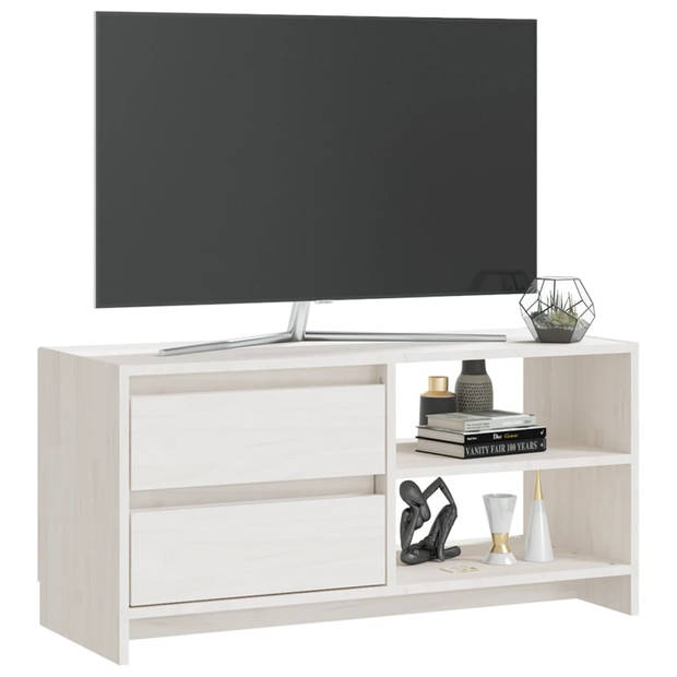 The Living Store TV-meubel Grenenhout - 80 x 31 x 39 cm - Wit