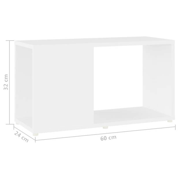 The Living Store TV Kast - Wit - 60 x 24 x 32 cm - Hoogwaardig bewerkt hout