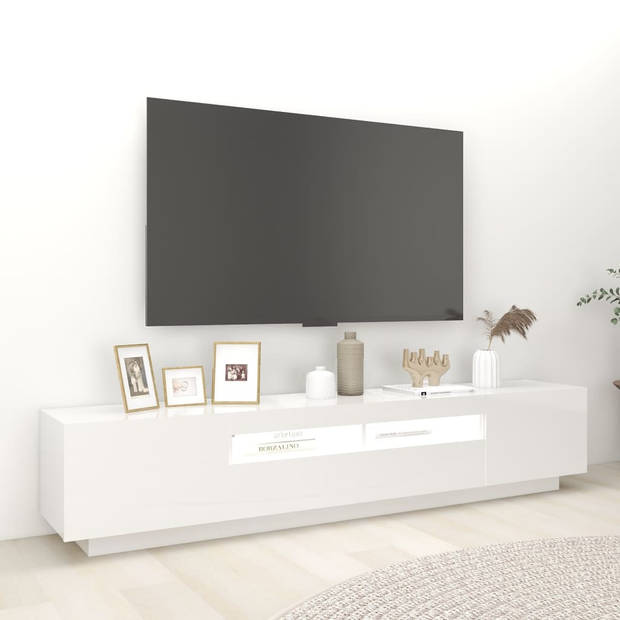 vidaXL Tv-meubel met LED-verlichting 200x35x40 cm hoogglans wit