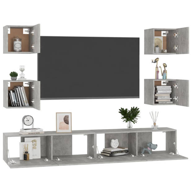 The Living Store TV-meubel Betongrijs - Bewerkt hout - 100x30x30 cm (L) - 30.5x30x30 cm (S)