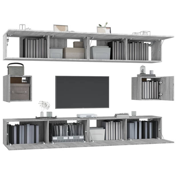 The Living Store Televisiemeubels - Grijs Sonoma Eiken - 4 x 100 x 30 x 30 cm + 2 x 30.5 x 30 x 30 cm