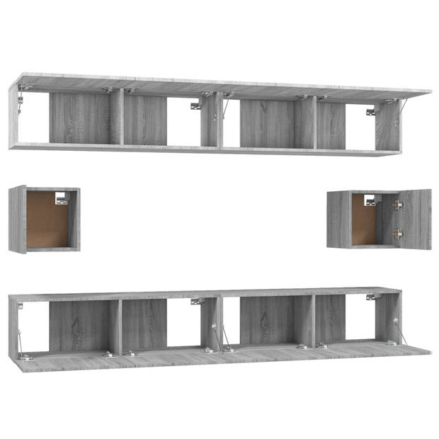 The Living Store Televisiemeubels - Grijs Sonoma Eiken - 4 x 100 x 30 x 30 cm + 2 x 30.5 x 30 x 30 cm