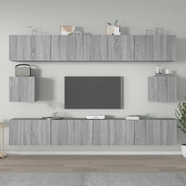 The Living Store Televisiemeubels - Grijs Sonoma Eiken - 4 x 100 x 30 x 30 cm + 2 x 30.5 x 30 x 30 cm