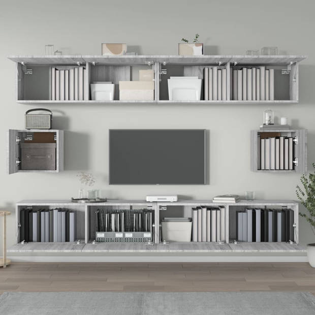 The Living Store Televisiemeubels - Grijs Sonoma Eiken - 4 x 100 x 30 x 30 cm + 2 x 30.5 x 30 x 30 cm