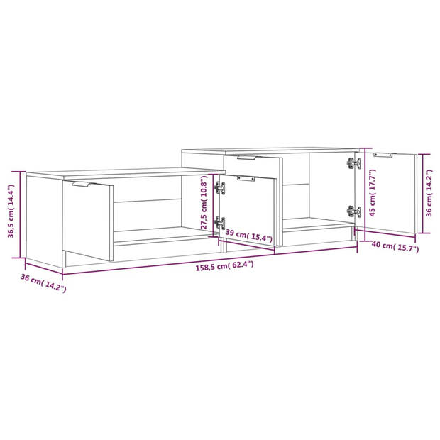 The Living Store Tv-meubel kast - 158.5 x 36 x 45 cm - Sonoma eiken