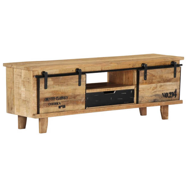 The Living Store Houten TV-kast - Mangohout - 120 x 30 x 40 cm - Met deuren - lade en vak