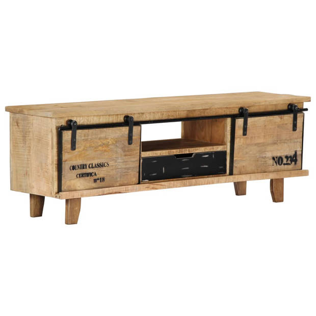 The Living Store Houten TV-kast - Mangohout - 120 x 30 x 40 cm - Met deuren - lade en vak