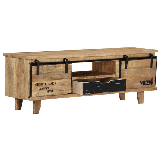 The Living Store Houten TV-kast - Mangohout - 120 x 30 x 40 cm - Met deuren - lade en vak