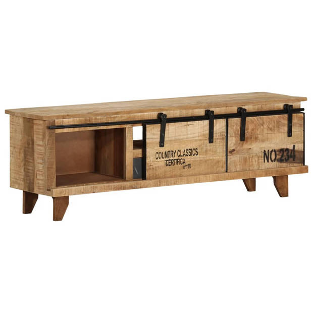 The Living Store Houten TV-kast - Mangohout - 120 x 30 x 40 cm - Met deuren - lade en vak