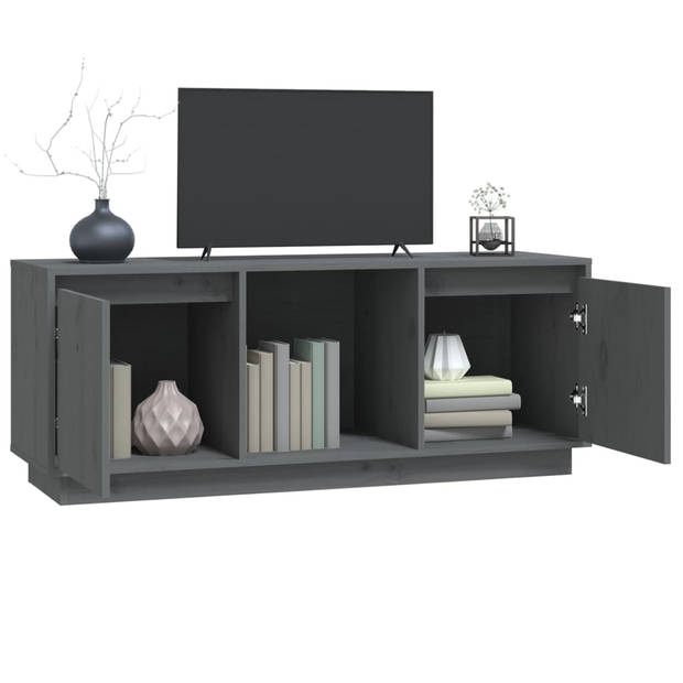 The Living Store Tv-meubel Grenenhout - 110.5x35x44 cm - Grijs