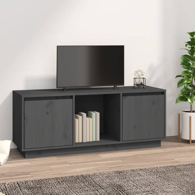 The Living Store Tv-meubel Grenenhout - 110.5x35x44 cm - Grijs