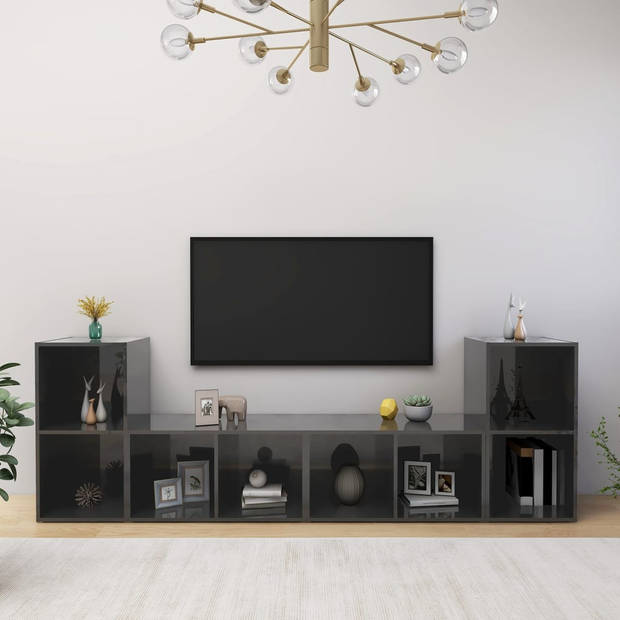 The Living Store Troubadour TV-meubel - 72 x 35 x 36.5 cm - Hoogglans grijs