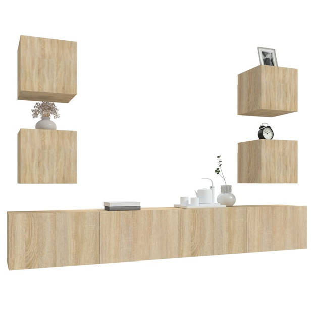 The Living Store TV-meubelset Sonoma Eiken - 2x 100x30x30cm - 4x 30.5x30x30cm