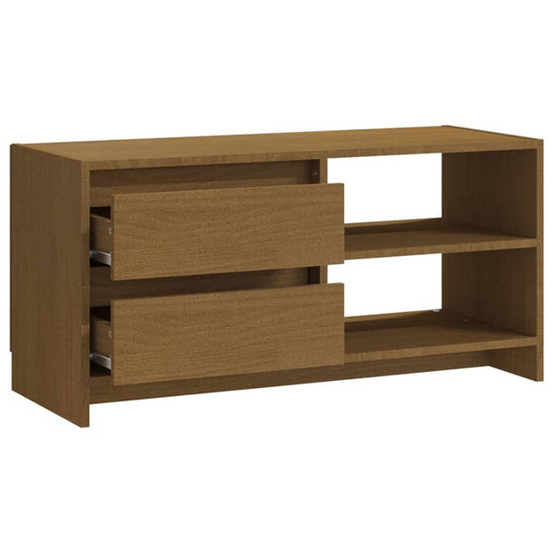 The Living Store Houten TV-meubel - 80 x 31 x 39 cm - Honingbruin