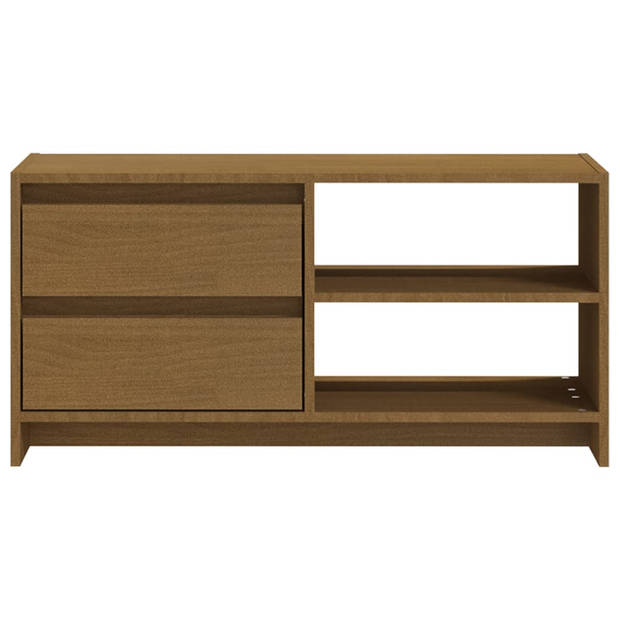 The Living Store Houten TV-meubel - 80 x 31 x 39 cm - Honingbruin