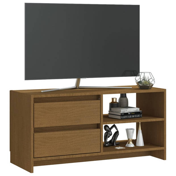 The Living Store Houten TV-meubel - 80 x 31 x 39 cm - Honingbruin