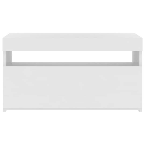 The Living Store TV-meubel LED-verlichting - bewerkt hout - 75x35x40 cm - wit