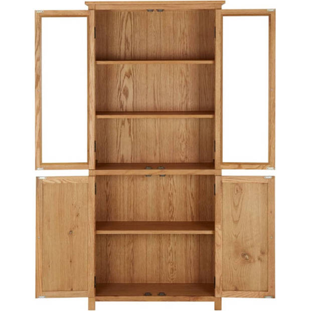 The Living Store Vintage Boekenkast - 80 x 35 x 180 cm - Massief eikenhout - MDF en glas