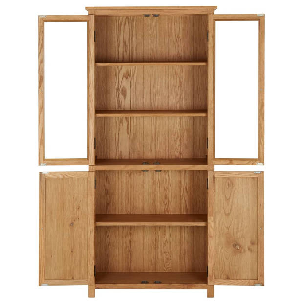 The Living Store Vintage Boekenkast - 80 x 35 x 180 cm - Massief eikenhout - MDF en glas