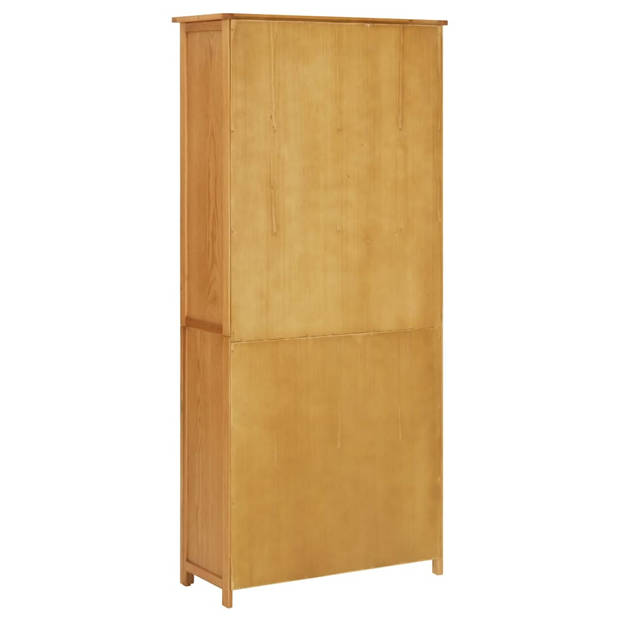 The Living Store Vintage Boekenkast - 80 x 35 x 180 cm - Massief eikenhout - MDF en glas