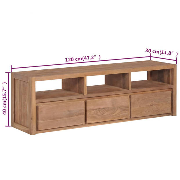 The Living Store Massief Teakhouten Dressoir - 120 x 30 x 40 cm - Handgemaakt