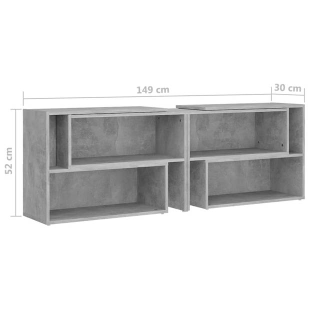 The Living Store Televisiemeubel - betongrijs - 149 x 30 x 52 cm - uitschuifbaar