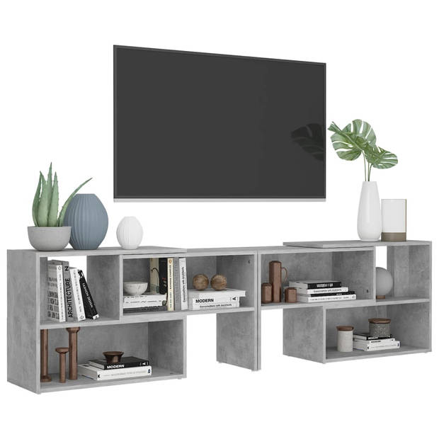 The Living Store Televisiemeubel - betongrijs - 149 x 30 x 52 cm - uitschuifbaar
