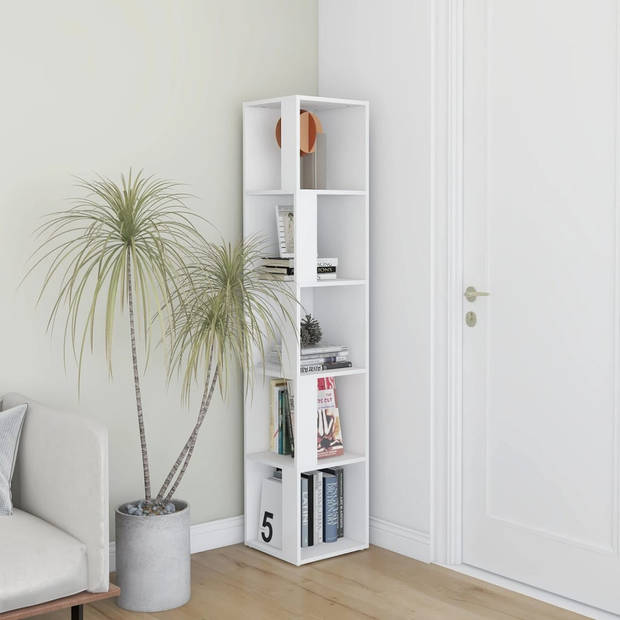 The Living Store Hoekkast - Wit - 33 x 33 x 164.5 cm - Stevig en compact