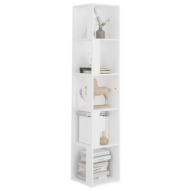 The Living Store Hoekkast - Wit - 33 x 33 x 164.5 cm - Stevig en compact