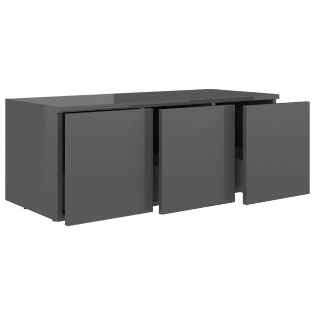 The Living Store Klassieke TV-kast - 80 x 34 x 30 cm - Hoogglans Grijs met 3 Lades