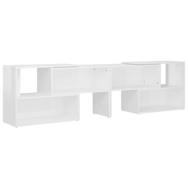 The Living Store Televisiemeubel - Hoogglans wit - 149 x 30 x 52 cm - Uitschuifbaar