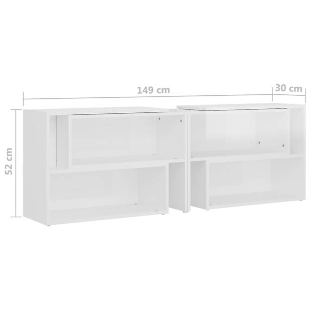 The Living Store Televisiemeubel - Hoogglans wit - 149 x 30 x 52 cm - Uitschuifbaar