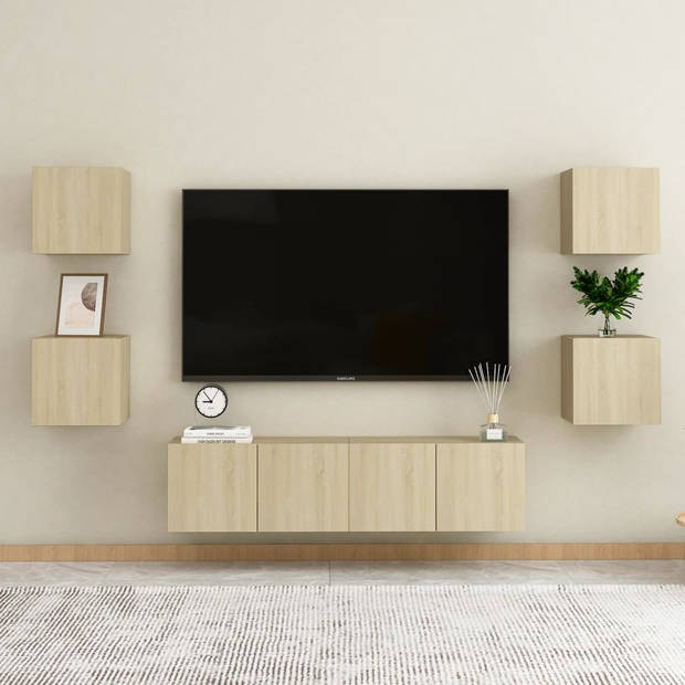 The Living Store Televisiekast - Tv-meubelset - Sonoma eiken - 60x30x30cm - 30.5x30x30cm - Montage vereist