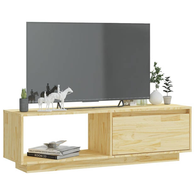 The Living Store TV-meubel - Grenenhout - 110 x 30 x 33.5 cm - Met lades en opbergschappen