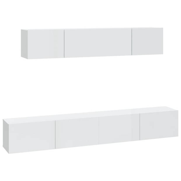 The Living Store Televisiemeubel - Klassiek - 2x 60x30x30cm en 2x 80x30x30cm - Hoogglans wit