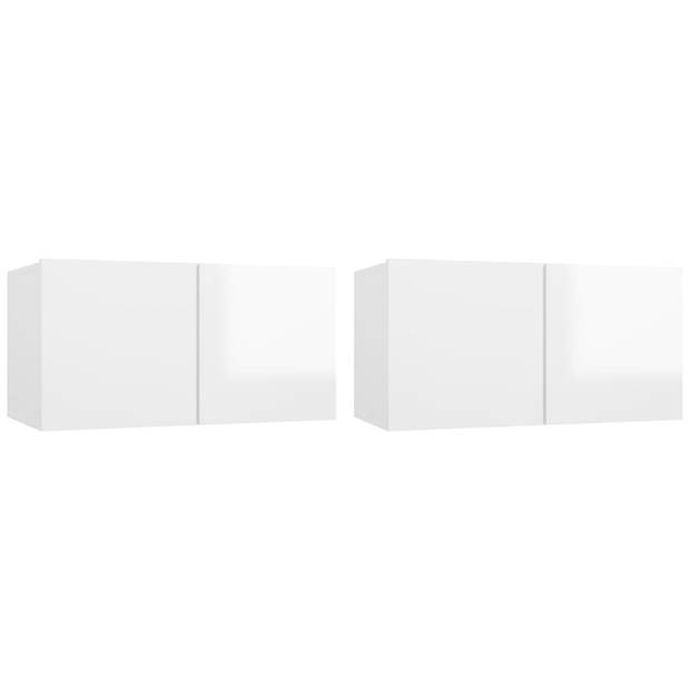 The Living Store Televisiemeubel - Klassiek - 2x 60x30x30cm en 2x 80x30x30cm - Hoogglans wit