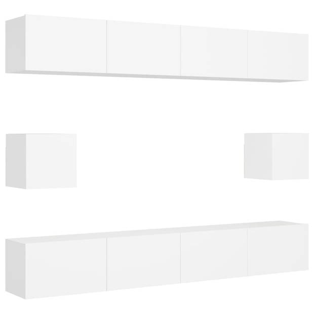 The Living Store Televisiemeubelset - Muurbevestiging - 100x30x30cm - Wit - Spaanplaat