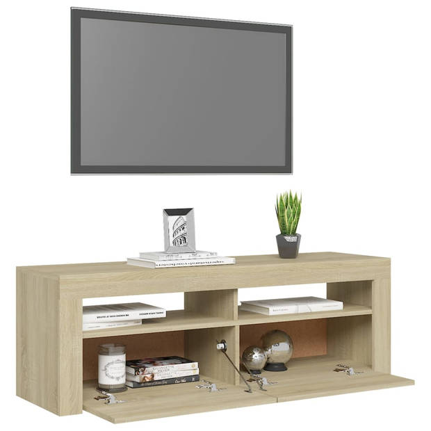 The Living Store TV-meubel Sonoma Eiken - 120x35x40 cm - RGB LED-verlichting