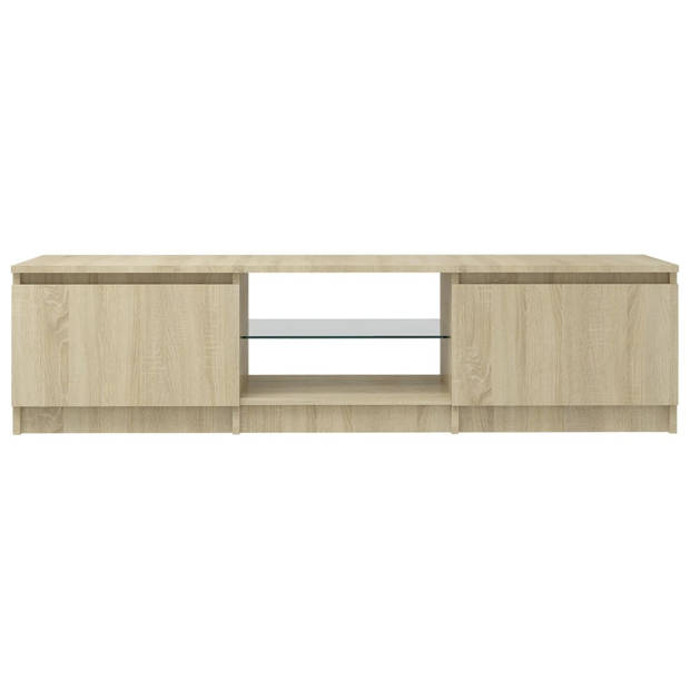 The Living Store TV-meubel Sonoma Eiken - Hifi-kast 140x40x35.5 cm - LED-verlichting